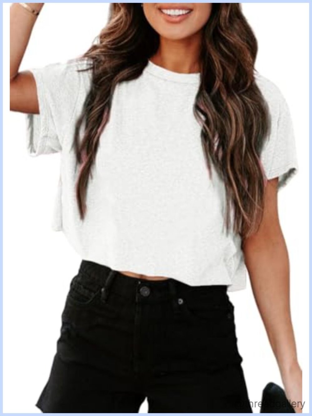 Cropped T-Shirt Short Sleeve Crew Neck Summer Basic Tee